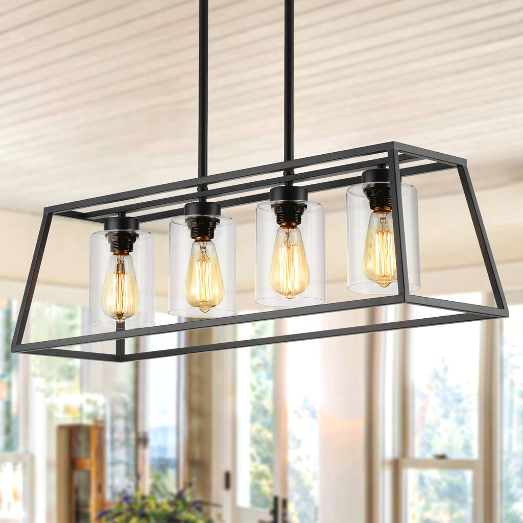 4-Light Black Farmhouse Chandelier Light Fixture