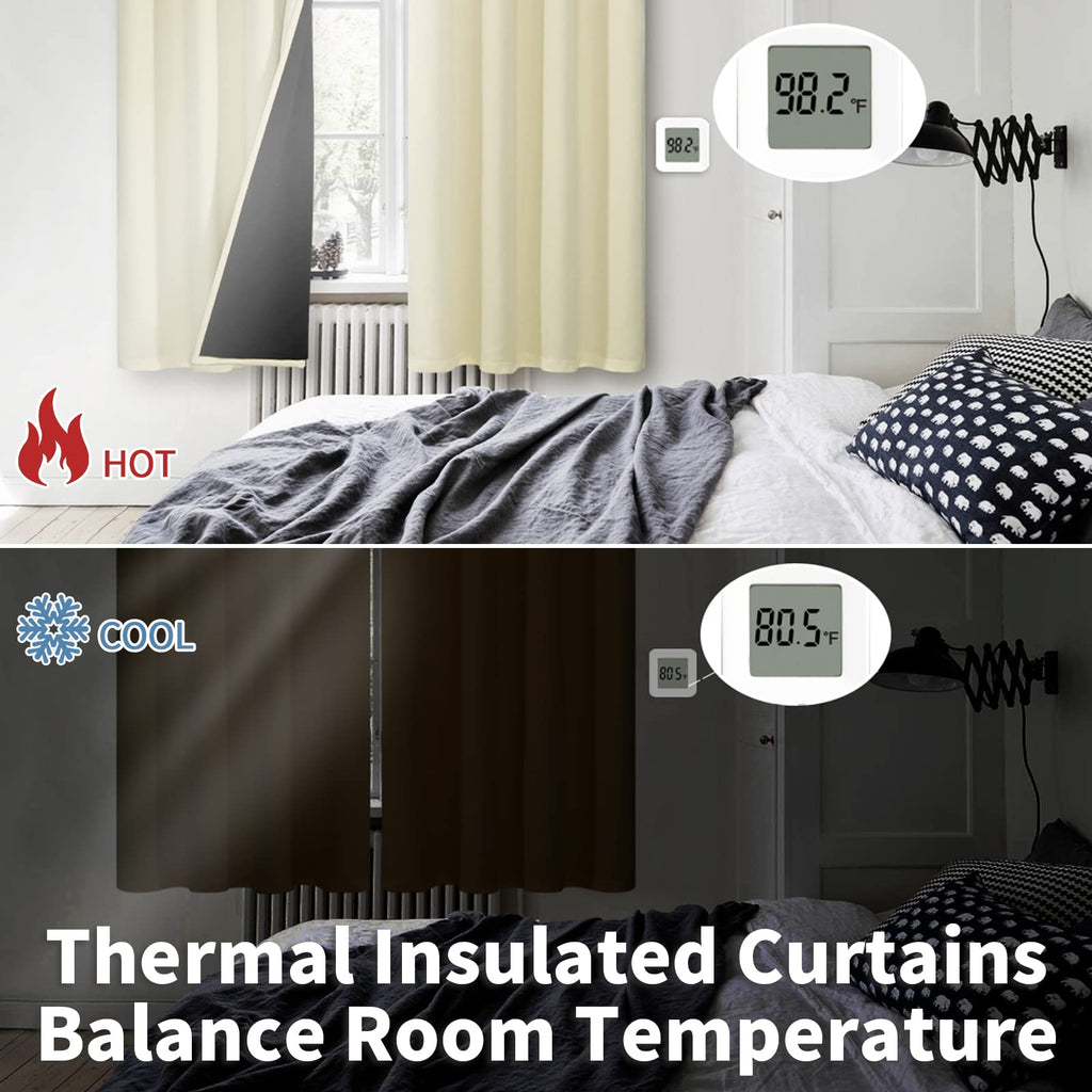 Thermal Insulated 100% Blackout Curtains 84 Inch Length 2 Panels, Total Light Blocking Curtains, Grommet Window
