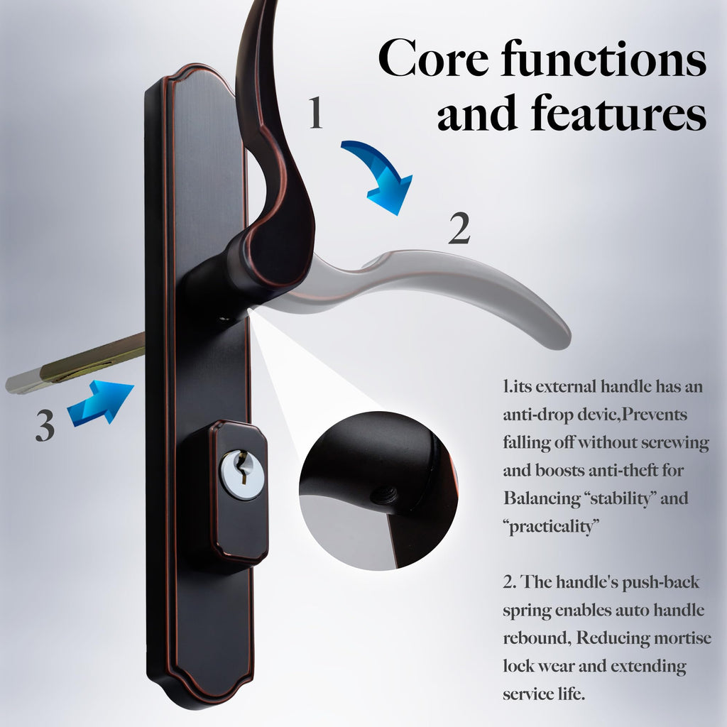 Oil Rubbed Bronze Storm Door Handle Set with Lock and Key