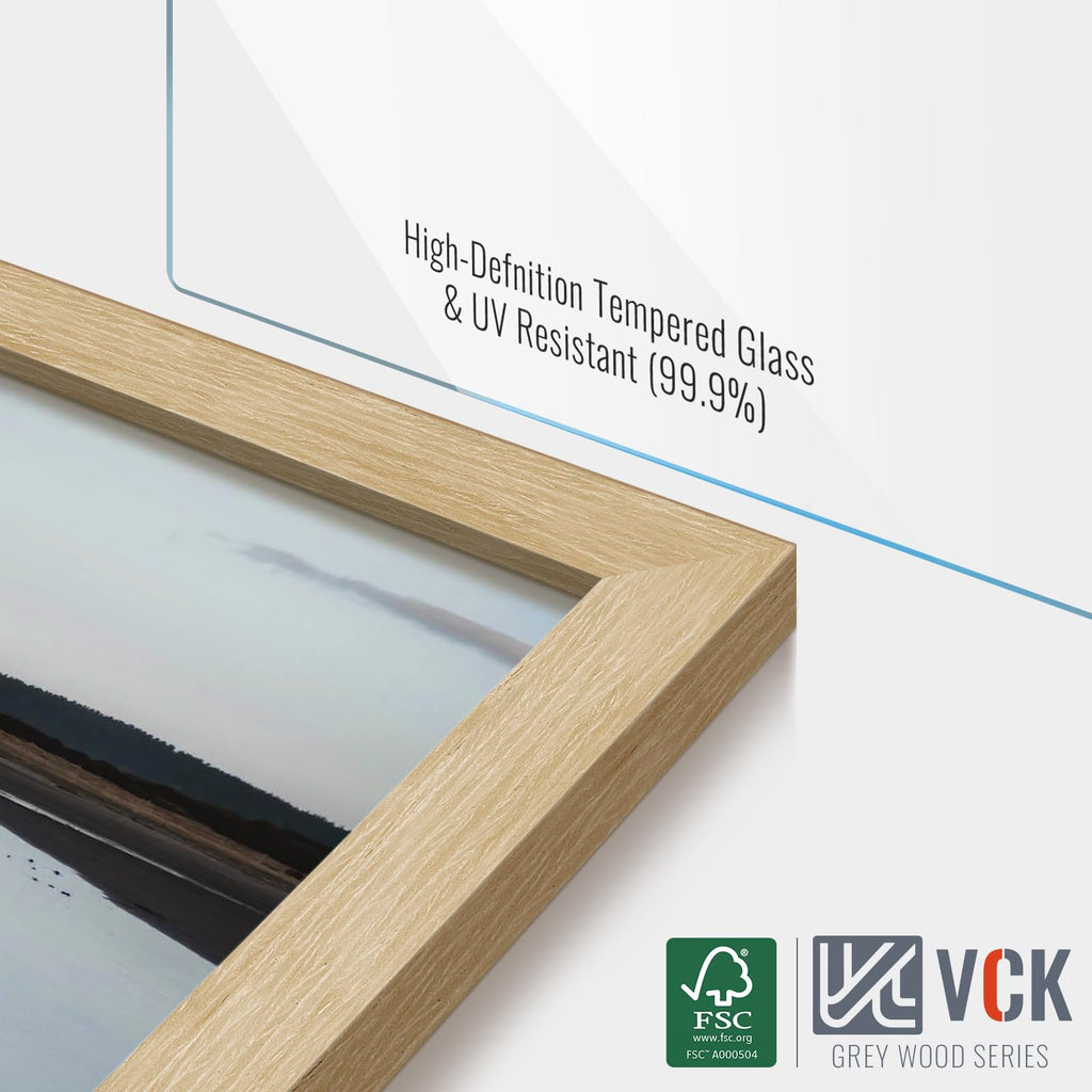 16x20 Frames 2 Pack, Oak Wood, 11x14 Mat, Glass, for Photo Print