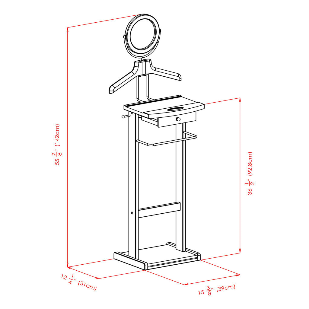 Wood Valet Stand With Wood Base, Dark Espresso (92155)