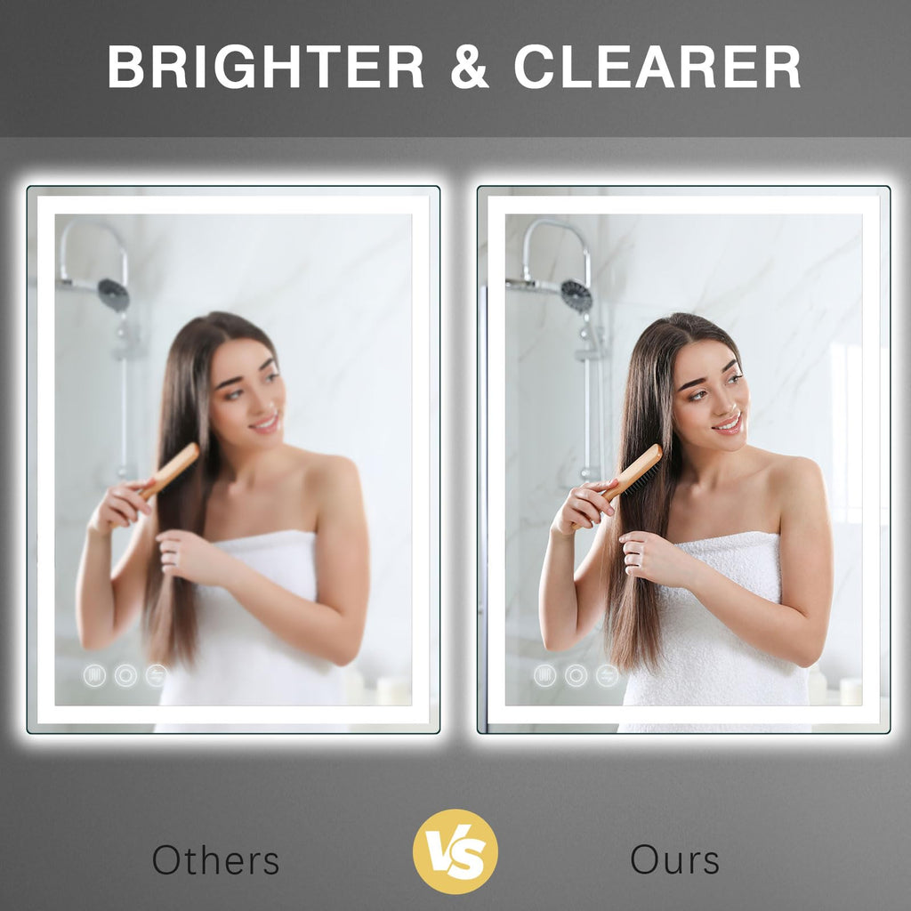 24" x 36" LED Bathroom Mirror with Lights, Memory Vanity Mirror