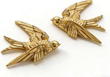 4.75 Inch Gold Swallow Bird Wall Sculpture - Set of 2