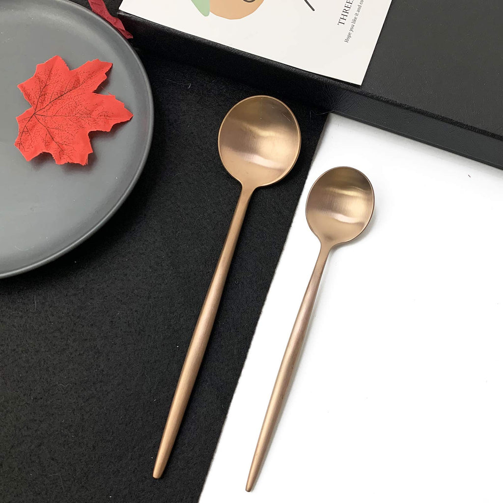 18/10 Rose Gold Flatware Silverware Set 304 Stainless Steel Copper Flatware Cutlery Set| 24-Piece Adaline Royal