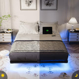 Floating Bed Frame Full with Smart LED Lights and Charging Station