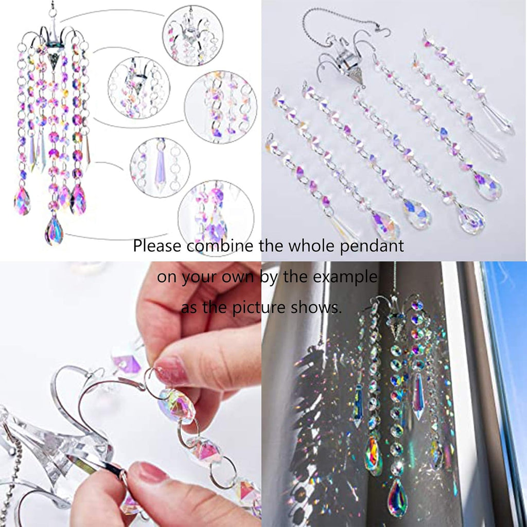 AB Coating Crystal Chandelier Wind Chime Suncatcher Pendant Home Decor - AB Coating Crystal Prism Wind Chime