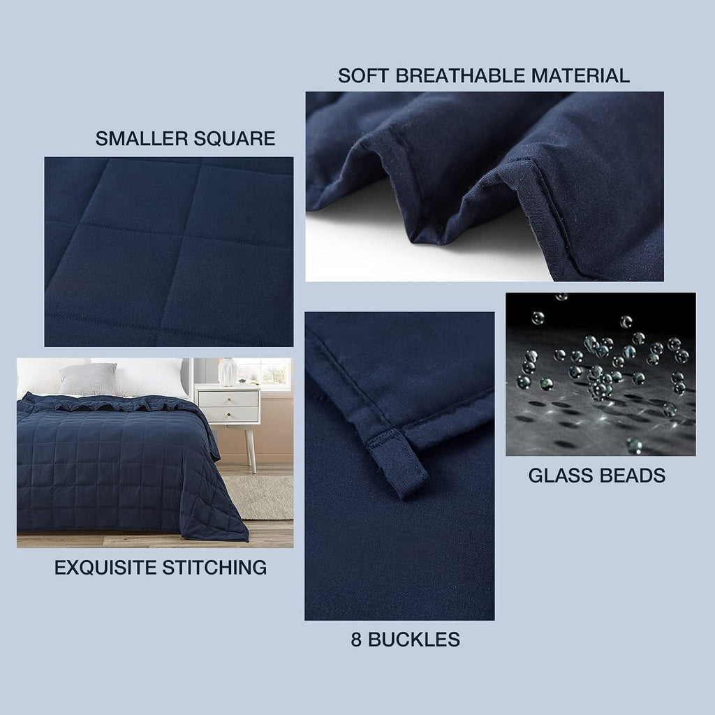 Weighted Blanket Heavy Blanket for Cool & Restful Sleep, Premium Soft Material and Glass Beads (Navy Blue, 60''x80''