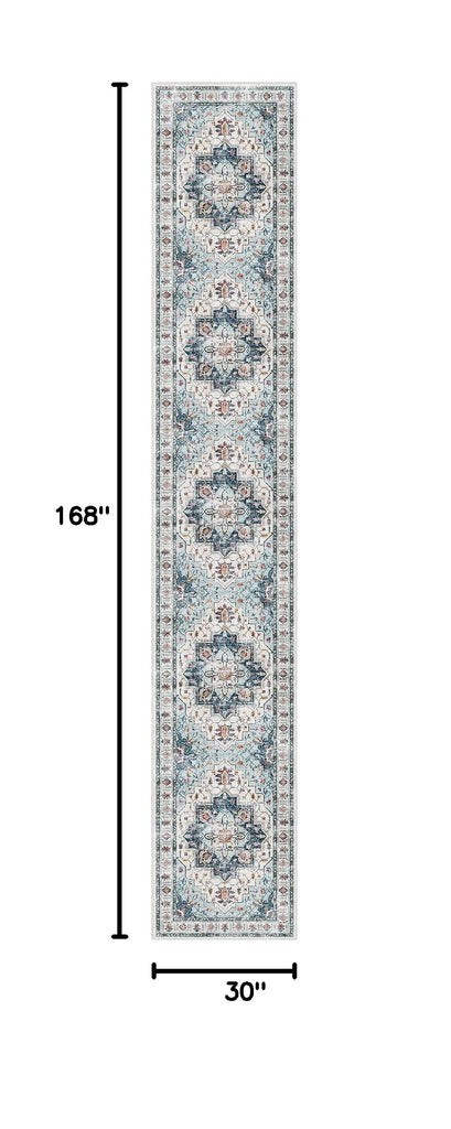 Hallway Runner Rug 2'6''x14' Kitchen Runners Vintage, Blue