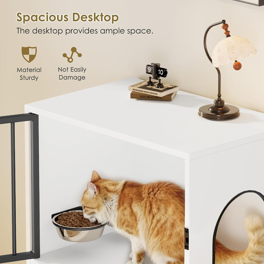 Dog Proof Cat Feeding Station, Dog Proof Cat Feeder, Cat Food Table, White