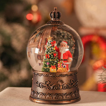 Snow Globe Christmas with Santa Claus, Lighted Christmas Snow Globes with Timer, Swirling Musical Glittering