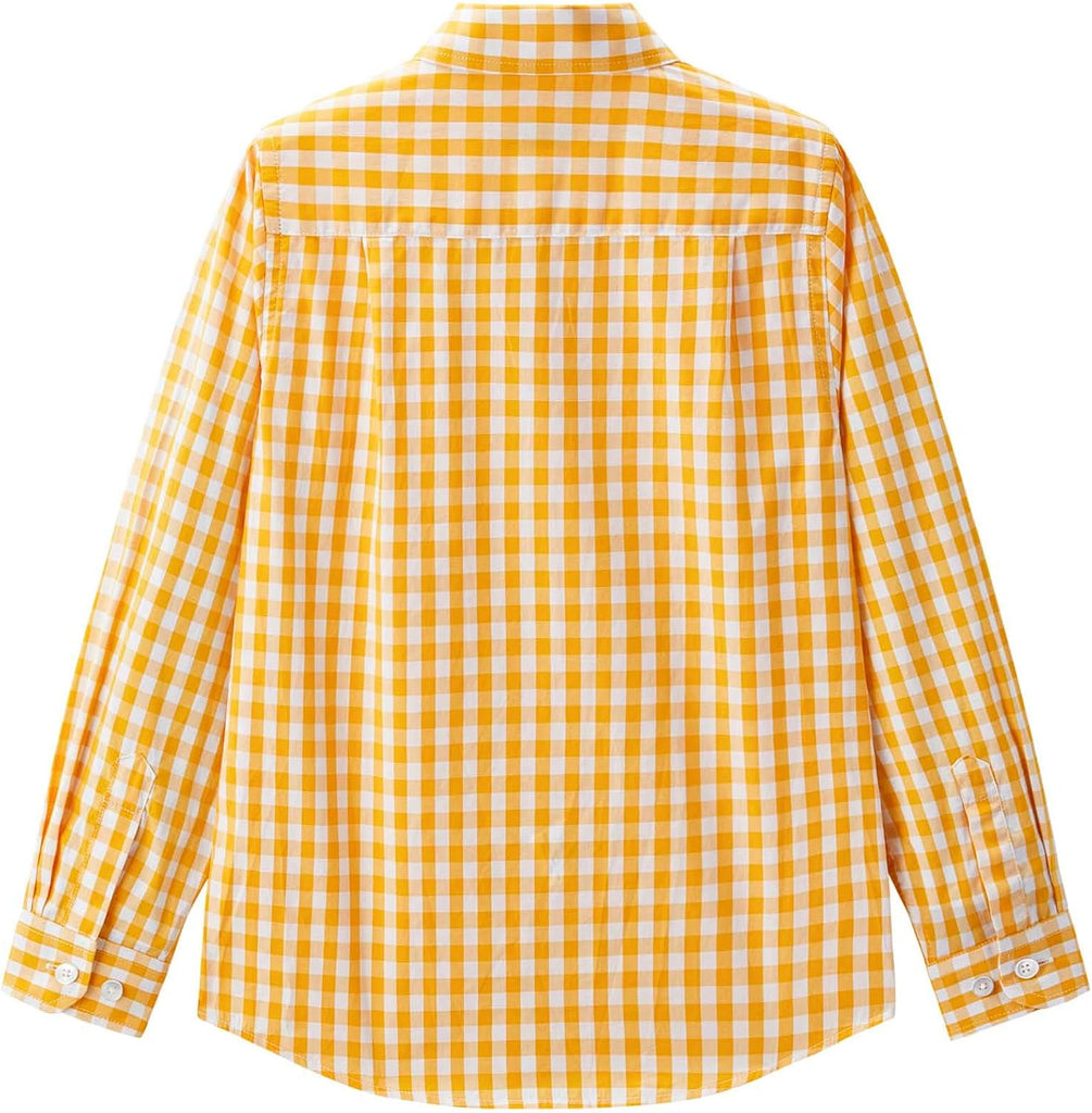 Boys' Dress Shirt Long Sleeve Plaid Button Down Poplin Shirts