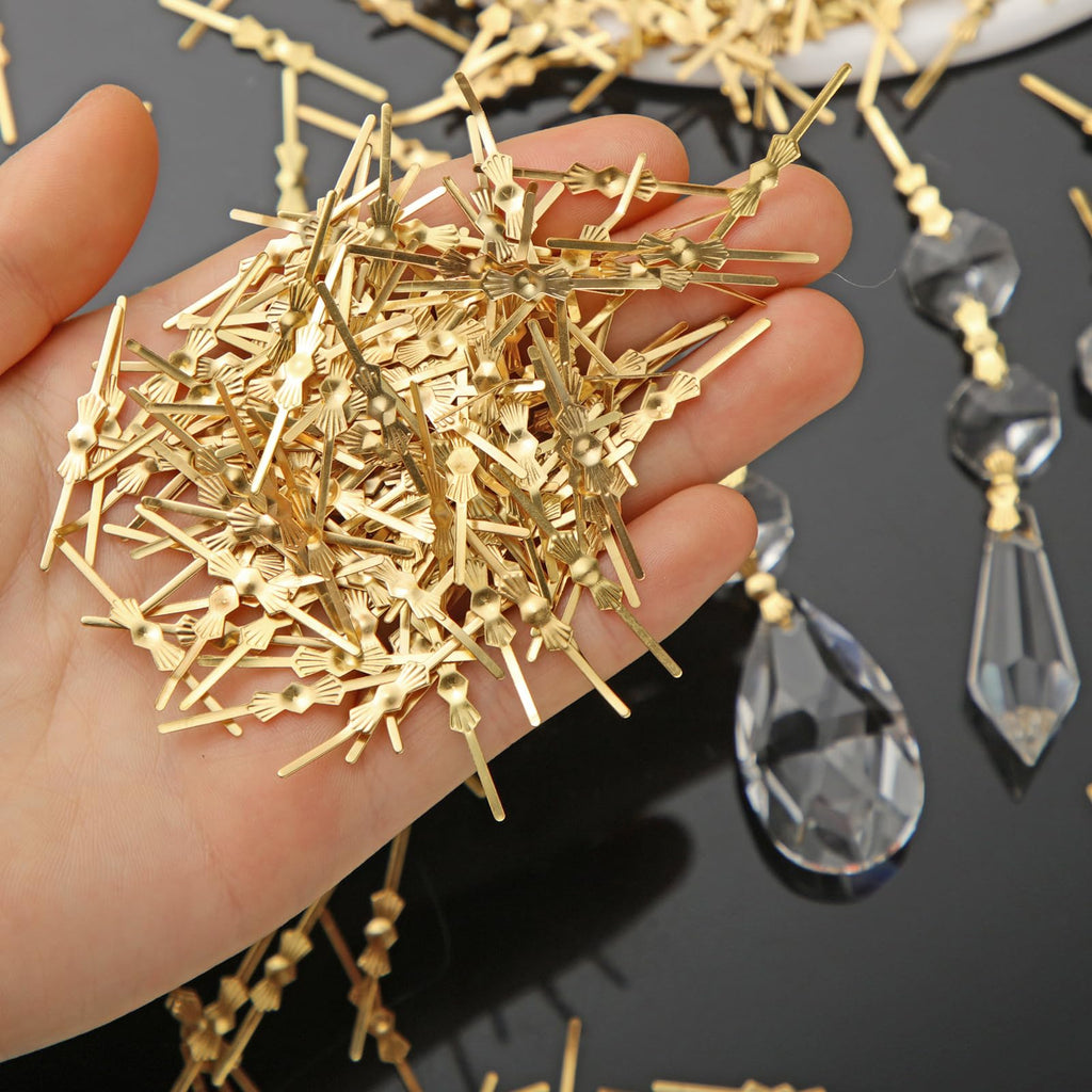 1000 Pcs Bow Tie Crystal Connectors for Chandelier, Gold