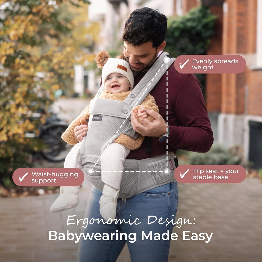 Baby Carrier with Hip Seat, in-1 Detachable Hands-Free Carrier for Long Walks, Forward-Facing Carry 7-44lbs