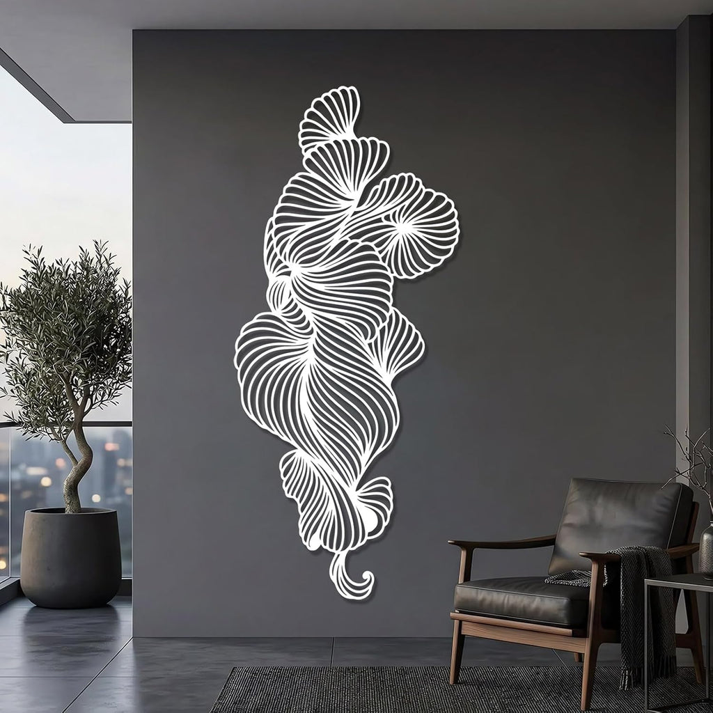 Abstract Line Metal Wall Art, Modern Metal Wall Sculpture, Minimalist Vertical Wall Decor, Abstract Line Wall Decor