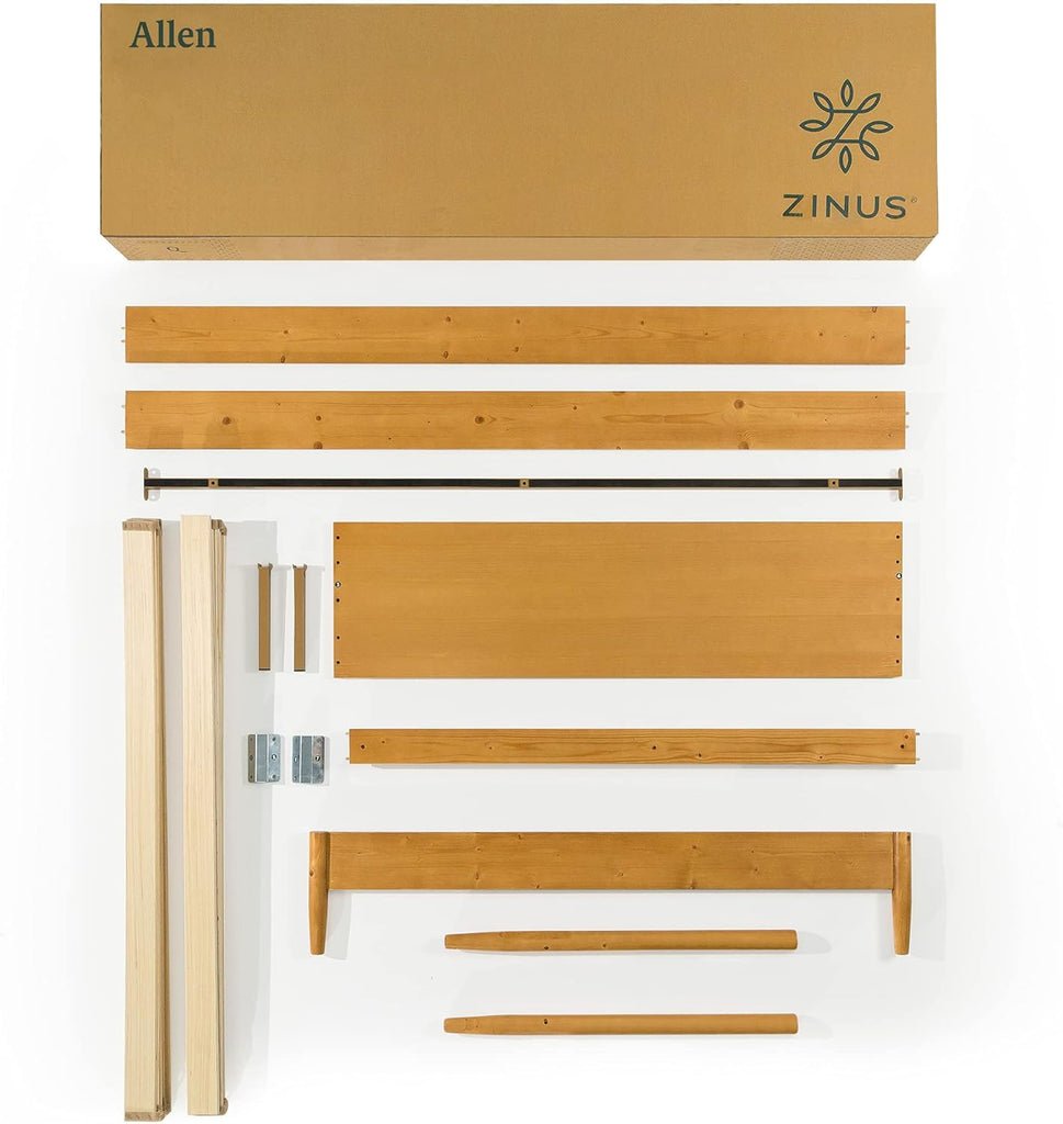 Allen Mid Century Wood Platform Bed Frame, Solid Wood Foundation, Wood Slat Support, No Box Spring Needed