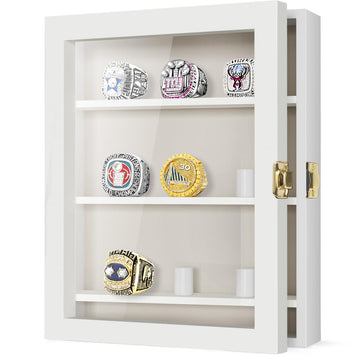 9 Rings Championship Ring Display Case 8x10 Wall Mount Wooden