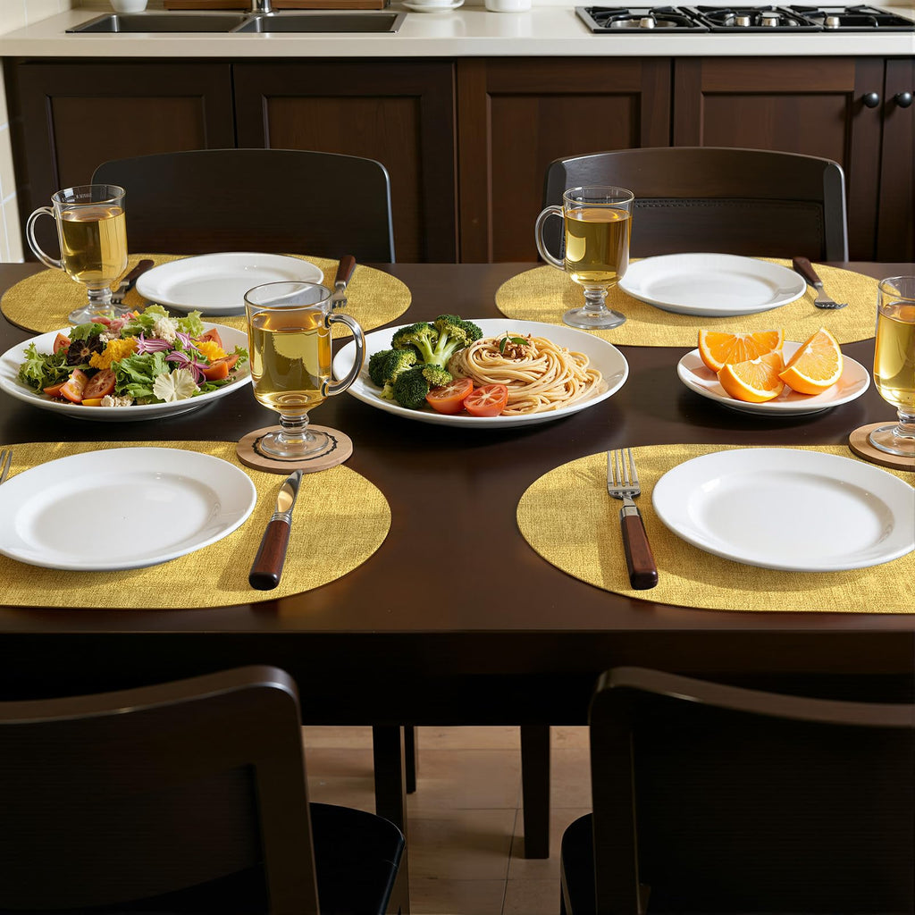 Heat Resistant Oval Placemats Set of 4, Yellow