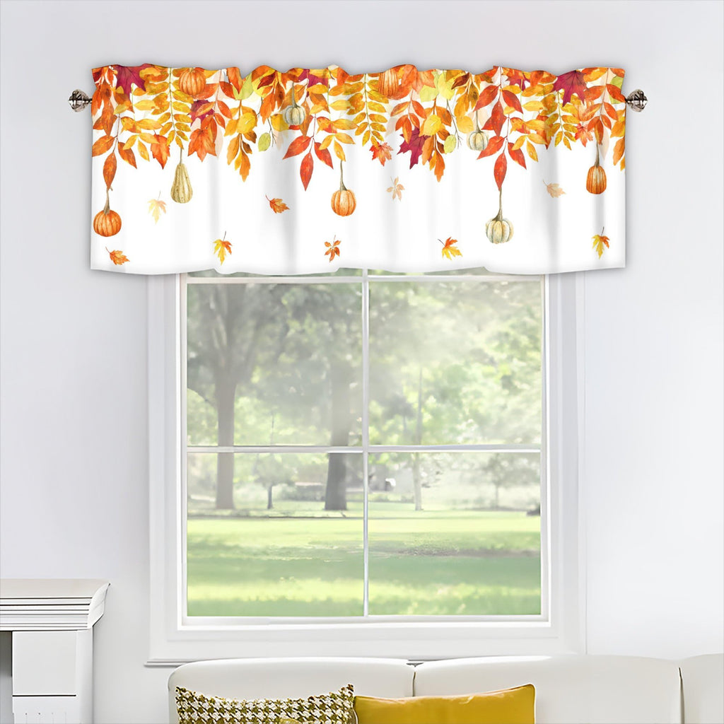 Fall Maple Leaves Curtain Valance 1 Panel, Rod Pocket 54x18 in