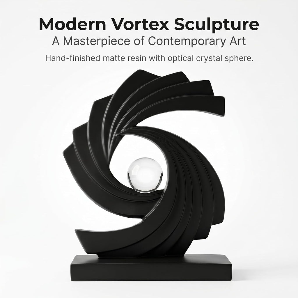 Modern Abstract Sculpture, Resin Swirl Art Statue | Contemporary Minimalist Tabletop decoration,10.8-Inch Tall