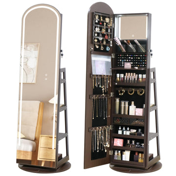 Arched Mirror Jewelry Armoire Full Length Mirror Floor Standing