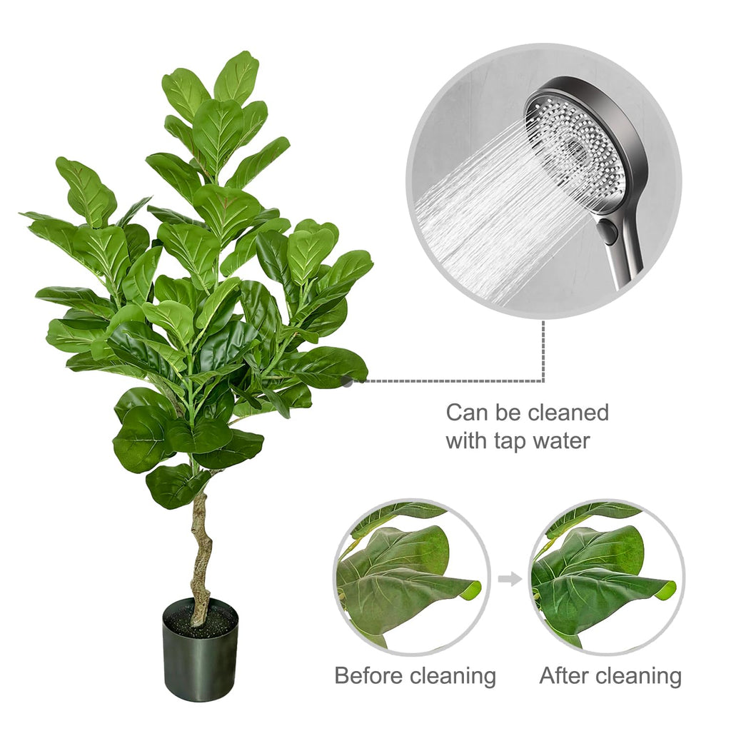 Artificial Fiddle Leaf Fig Tree, Faux Plant Decoration, 48" Tall
