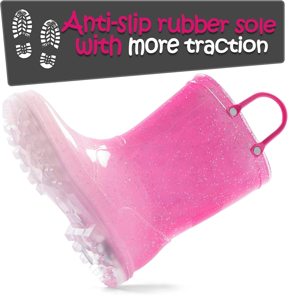 Toddler Light Up Rain Boots for Girls Boys Waterproof Rain Boots