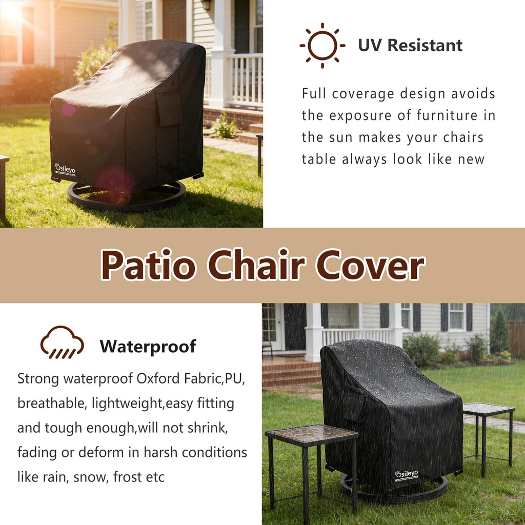 2 Pack, Swivel Lounge Chair Cover, Waterproof Heavy Duty Patio Furniture Covers for Outdoor Swivel Lounge Chair(33 W x