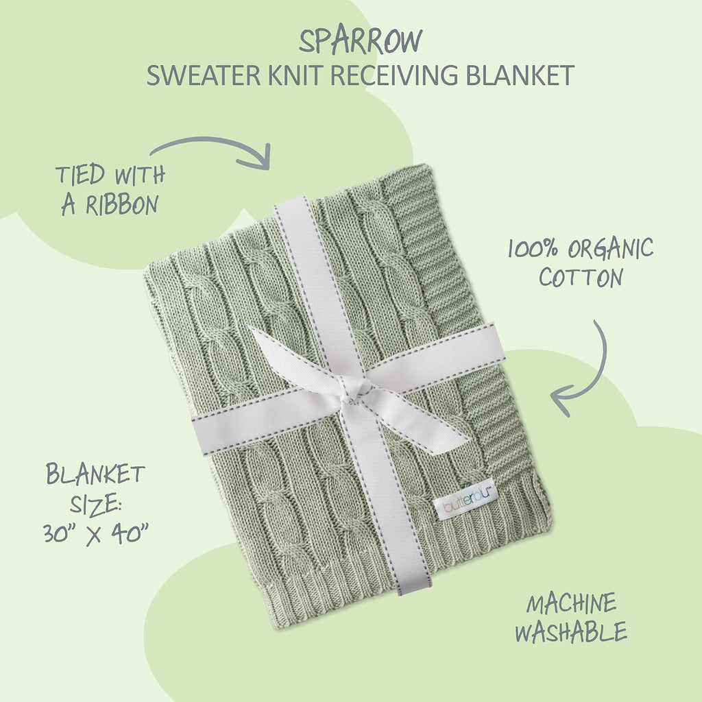 Sparrow Sweater Knit Blanket 100% cotton Baby Nursery, 30*40 Inch