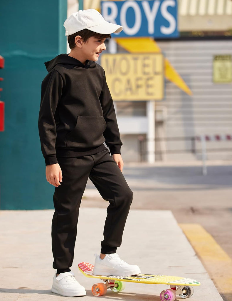 Boys Athletic Sweatsuit Pullover Hoodie Sweatshirt and Joggers Set