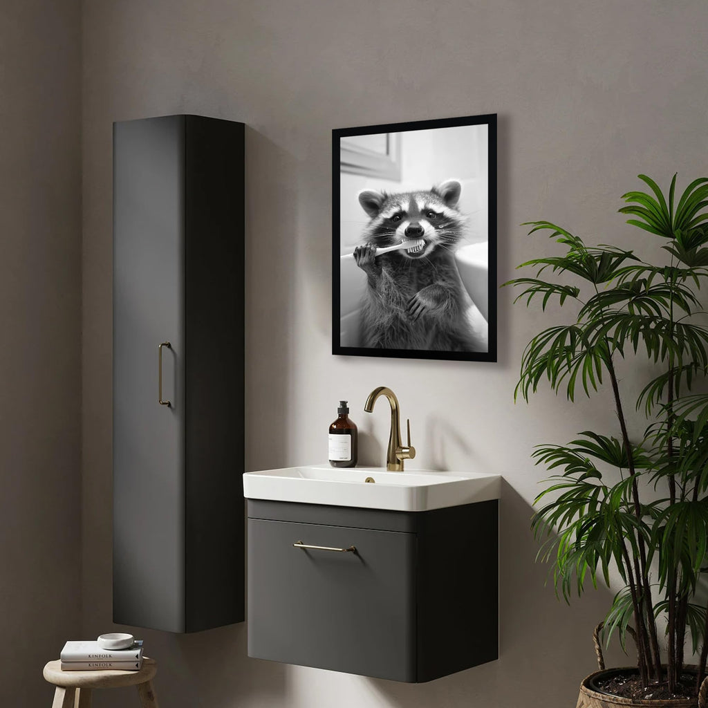 Funny Bathroom Wall Art Framed Raccoon Bathroom Pictures Wall Decor