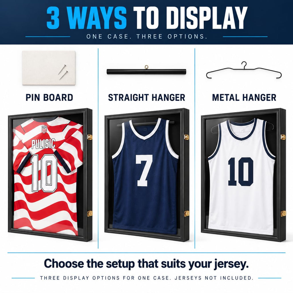 Large Jersey Frame Display Case Jersey Shadow Box Black 5PC