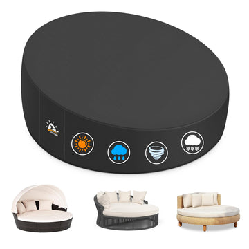 Outdoor Daybed Cover 92 Inch - 600D Patio Round Sofa Cover Waterproof & Heavy Duty, All Weather Protection Outdoor