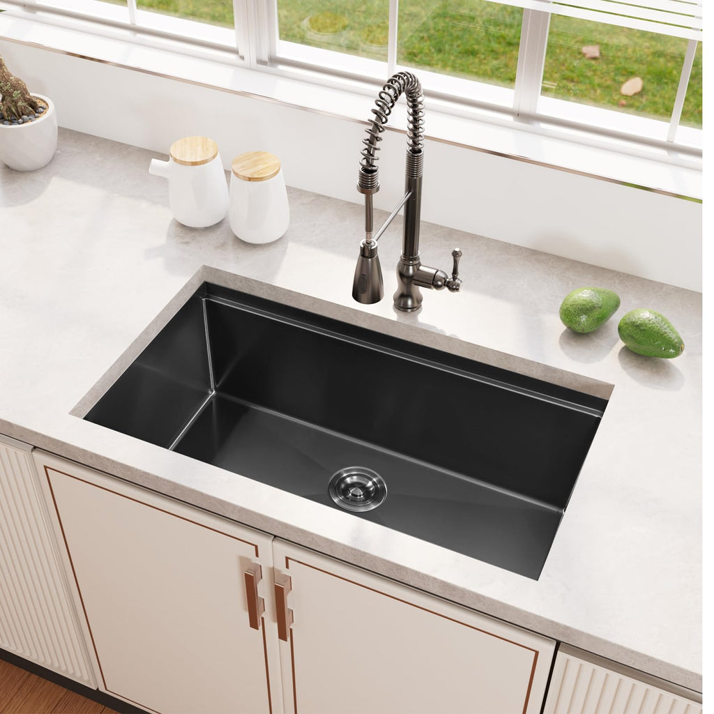 33 Inch Gunmetal Black Undermount Stainless Workstation