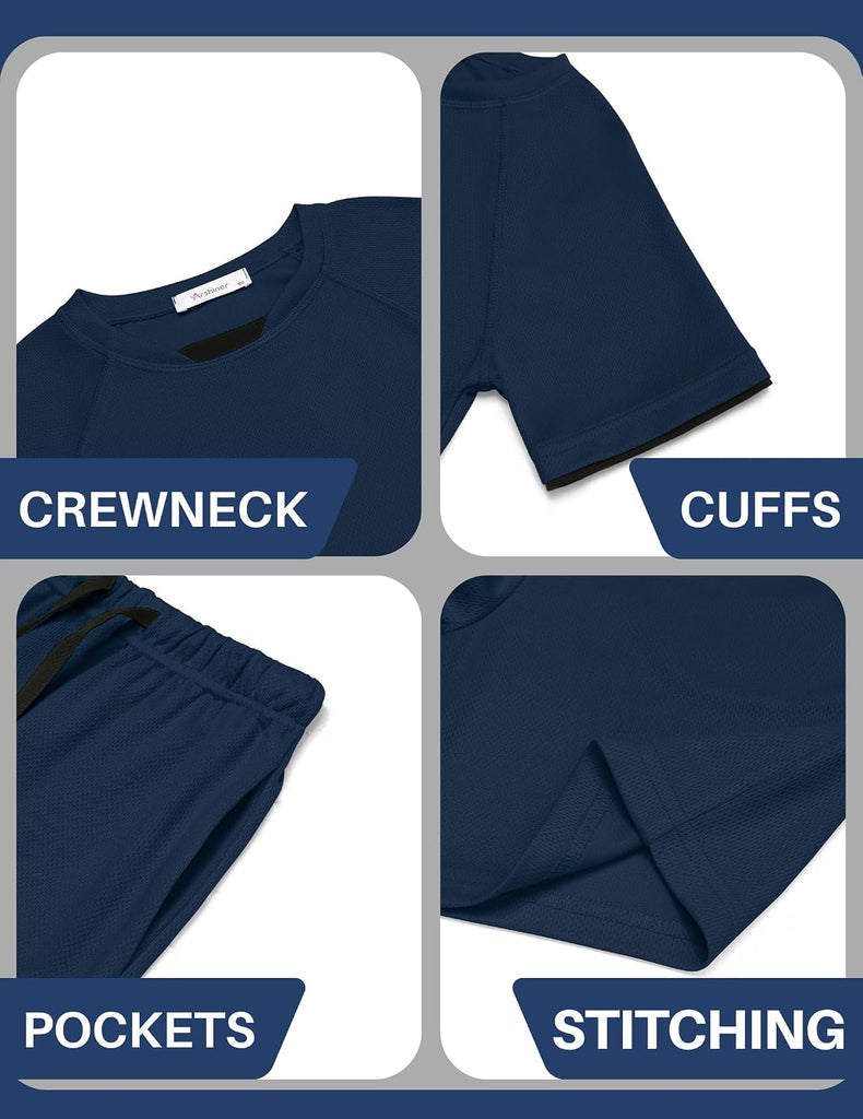 Boys Loose Athletic Set Crew Neck T-Shirt & Mesh Short