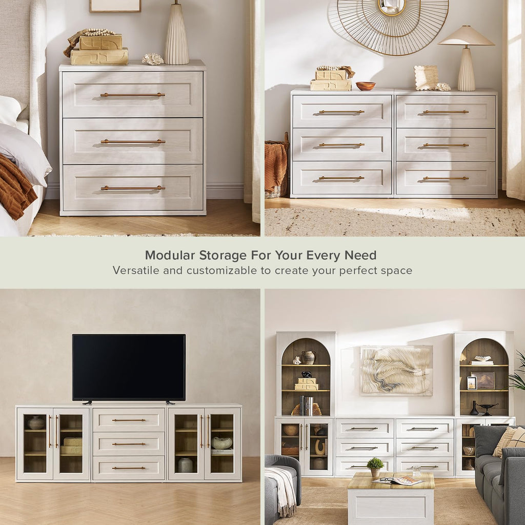 Blake 3 Drawer Dresser, Night Stand (White Oak, Single)