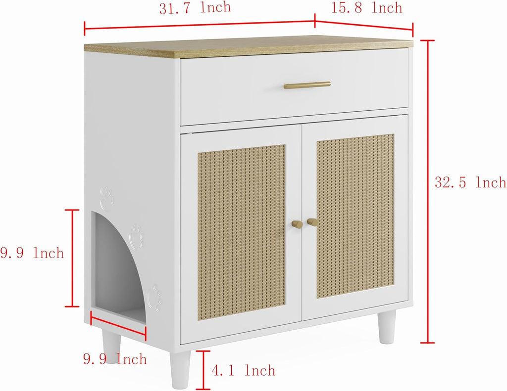 Hidden Cat Litter Box Enclosure with Scratch Pad & Storage Cabinet