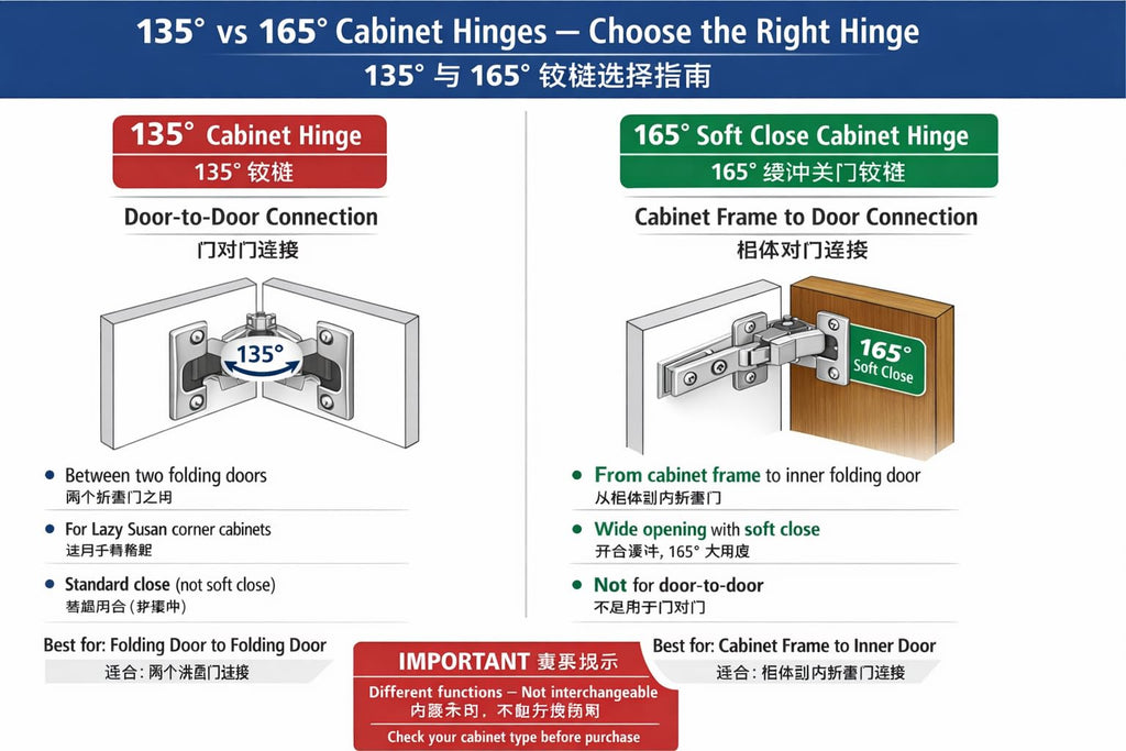 165 Degree Soft Close Cabinet Hinges 2 Pack, Face Frame Lazy Susan Corner Cabinet Hinges for Cabinet Frame to Door