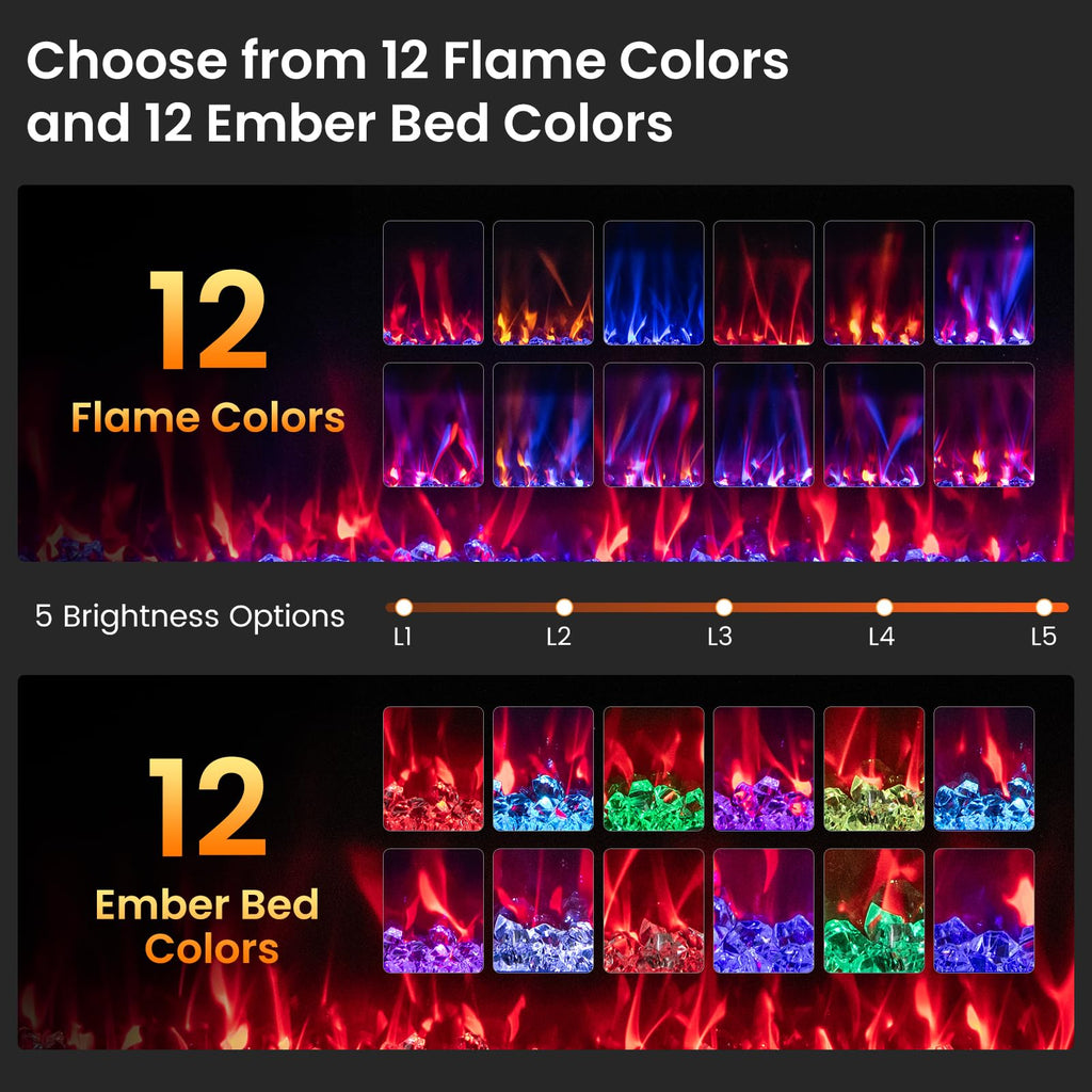 42 Inches WiFi Electric Fireplace, Ultra Thin Linear Wall Mounted