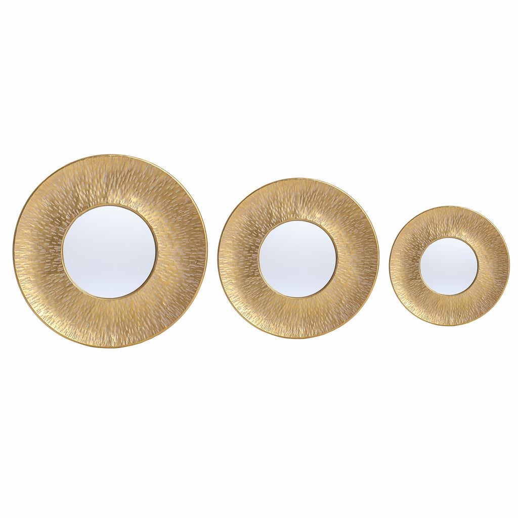Set of 3 Sunburst Gold Mirrors for Wall Decor