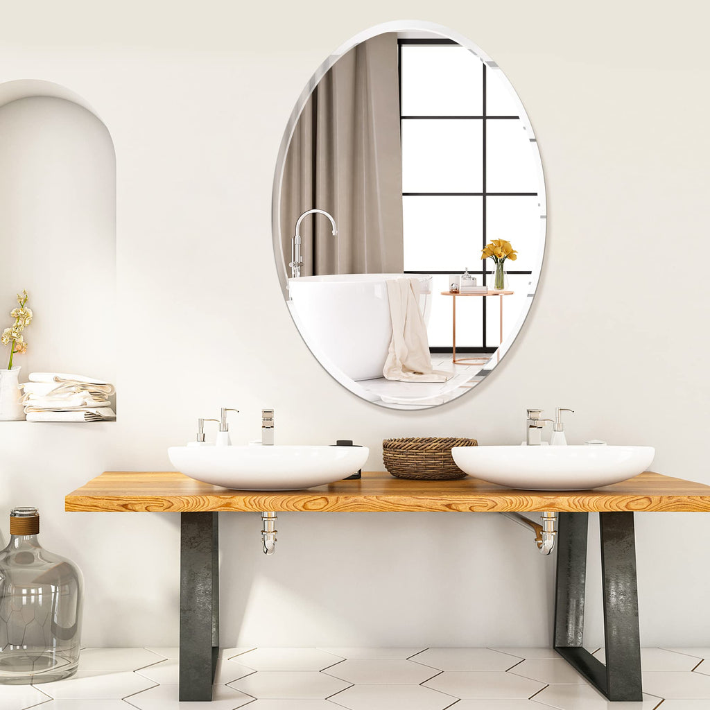 Frameless Wall, 24 x 36 Inch, Beveled Edge Bathroom