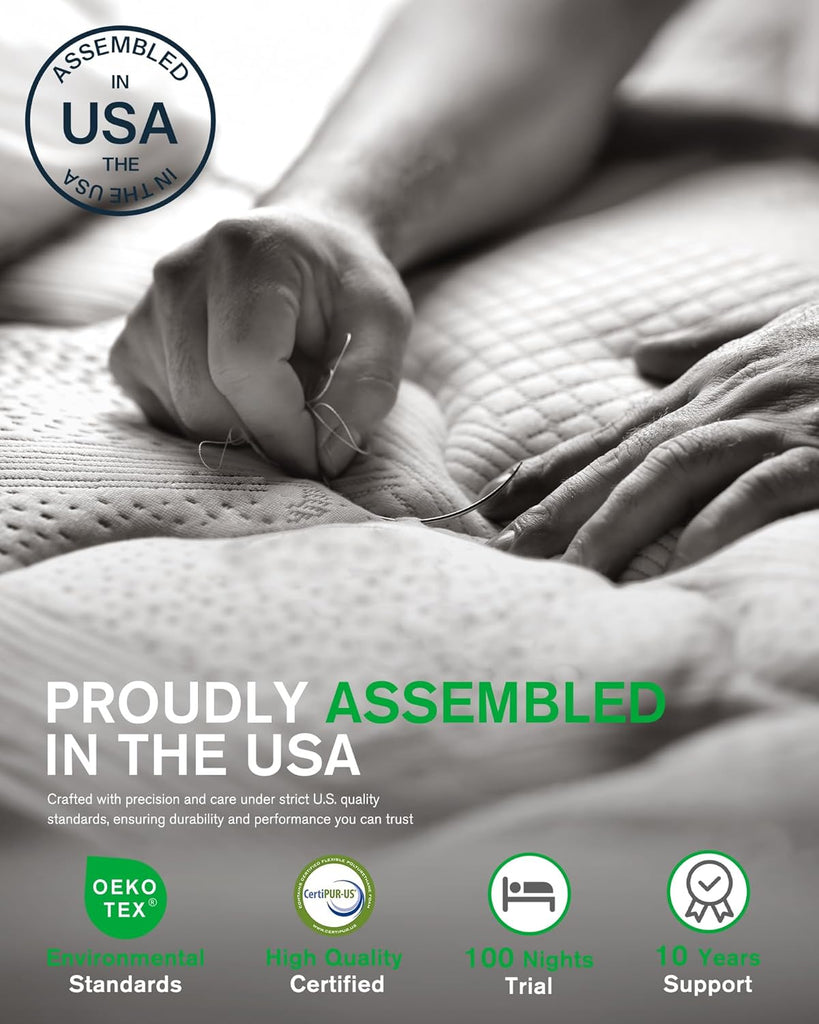 Queen Size Mattress, 10 Inch Cooling-Gel Memory Foam Mattress Made in USA, CertiPUR-US Certified Mattresses in a Box