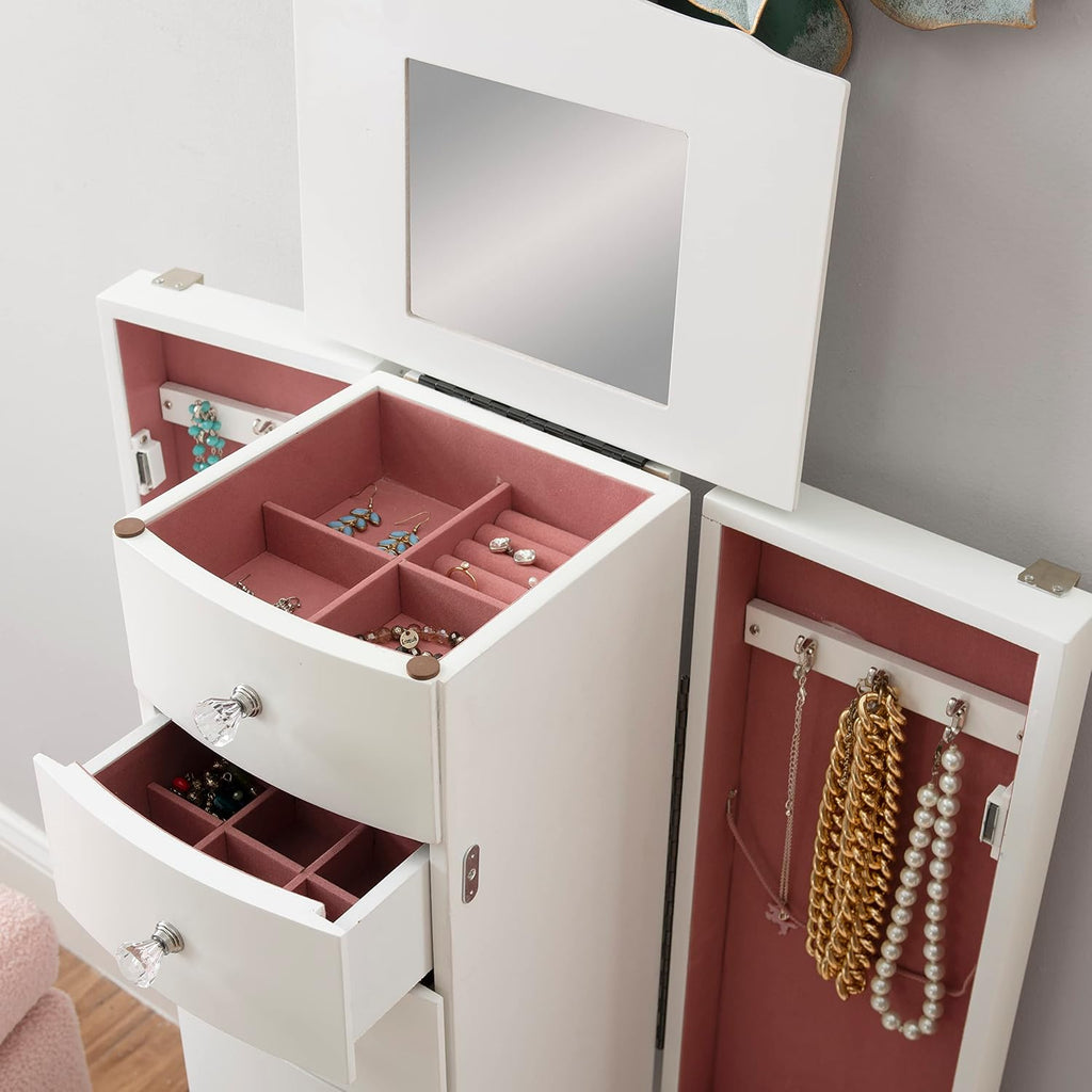 Furniture Jewelry Armoire, White, 13"x 9.375"x 35.5"