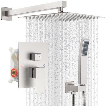 Shower Faucet Set 10'' Shower Head,Brush Nickel Shower System