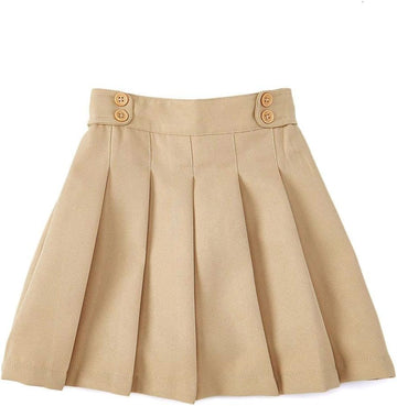 Girls School Uniform Pleated Skirt Scooter,Elastic Back with Built-in Shorts Navy Khaki Black Hunter Green