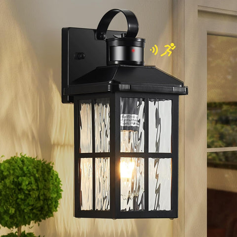 Motion Sensor Outdoor Lights Dusk to Dawn Porch Light Black Exterior Lighting Fixtures Modern Outside Wall Mount Coach