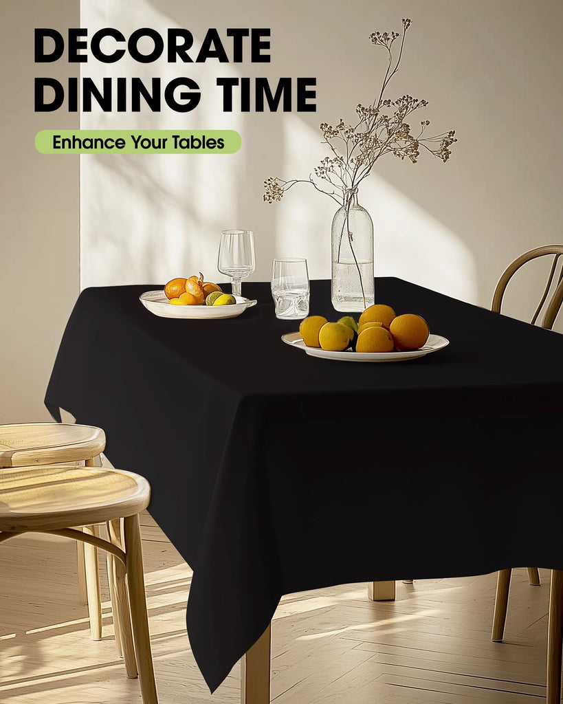 Polyester Tablecloth 60" x 102" Reusable Washable 2 Pack Black