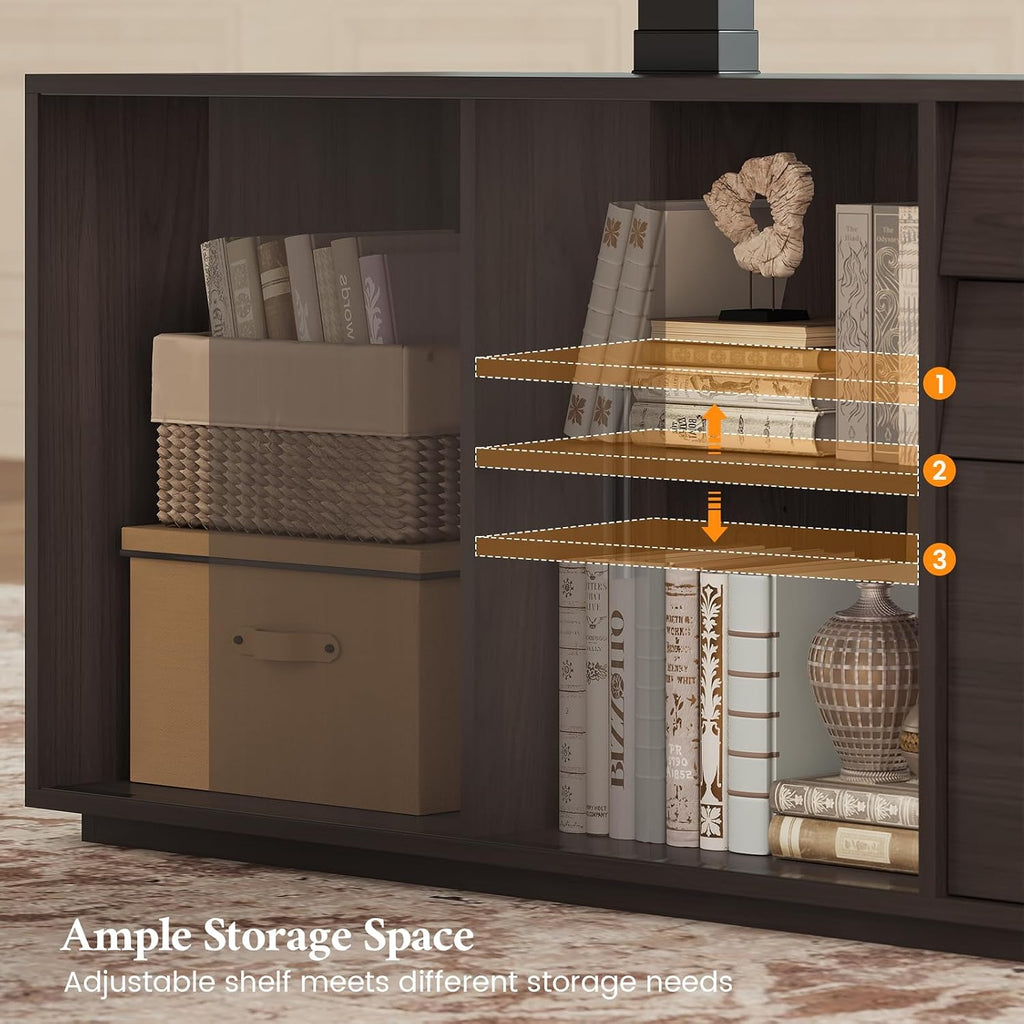 L Shaped Electric Standing Desk with 3 Drawers and Power Outlet, 55.1" x 47.2" Height Adjustable Home Office