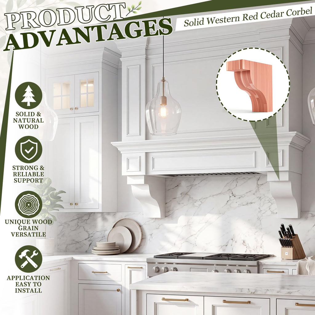 Red Cypress Wood Corbels, 4" w X 10 "d X 10 "h