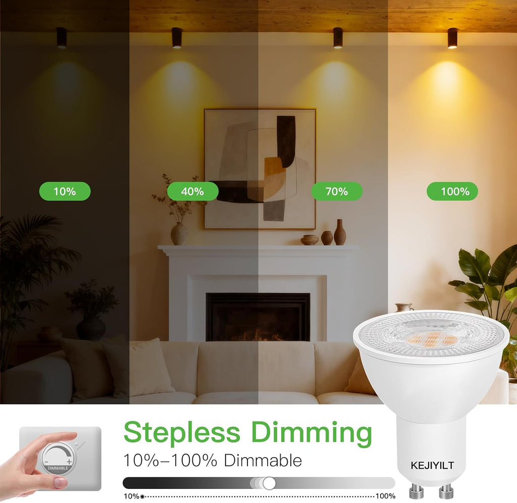 10 Pack GU10 Dimmable LED Bulbs, 650 Lumens