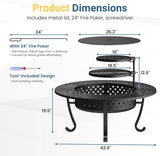 43 Inch Fire Pit - Wood Burning with Grill Table